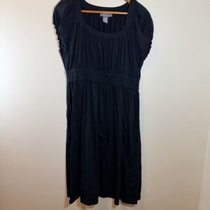Motto Size Med Short Sleeve Black Dress Stretch Dressy Casual Flattering